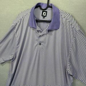 FootJoy Men’s Large Golf Performance Polo Purple Stripes Stretch Fabric